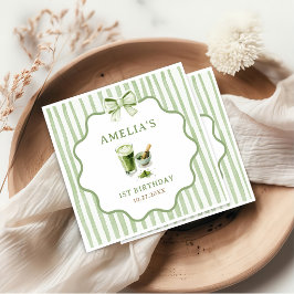 Guardanapo De Papel Listras de Arco Verde Aniversário Matcha