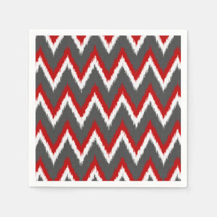 Guardanapo De Papel Listras de Ikat Chevron - vermelho, branco e