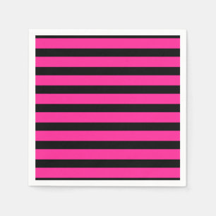 Guardanapo De Papel Listras de moda rosa quente e preto para festa