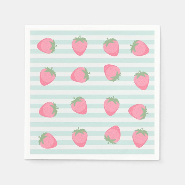 Guardanapo De Papel Listras de Morango Rosa (Frente)