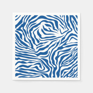 Guardanapo De Papel Listras de Zebra Azul e Branco Impressão de Animal