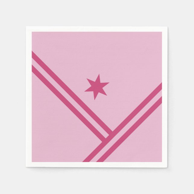 Guardanapo De Papel Listras Diagonais Rosa Lilás Estrela Gráfica Moder (Frente)