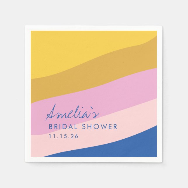 Guardanapo De Papel Listras Divertidas Azul Amarelo Chás de Cozinha Pe (Frente)