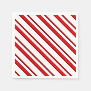 Guardanapo De Papel Listras dos doces, vermelho do peppermint & branco