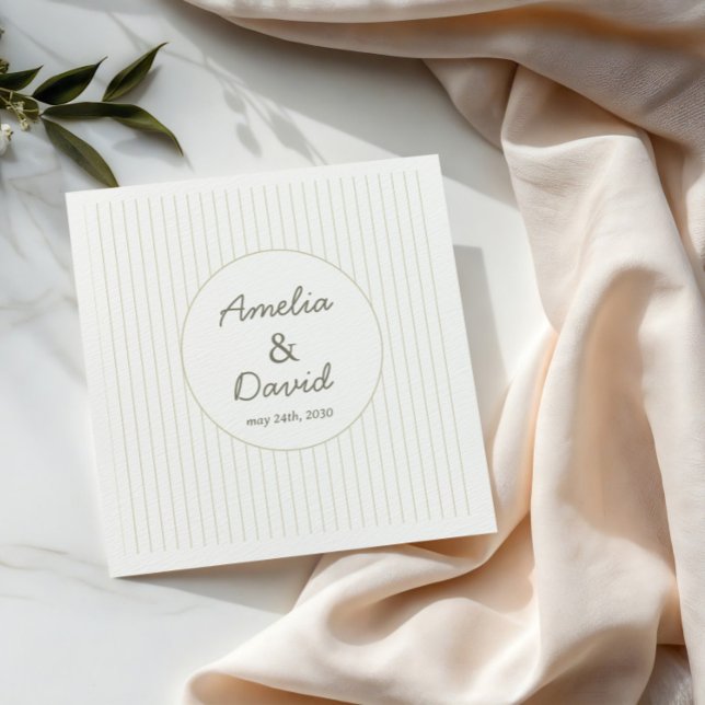 Guardanapo De Papel Listras Minimalistas Elegantes de Noiva Verde  (Criador carregado)