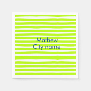 Guardanapo De Papel Listras retrô neon verde amarelo adicionar nome ci