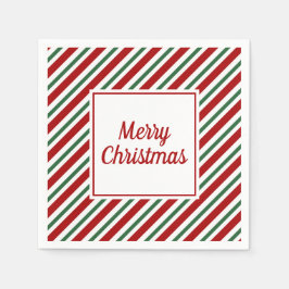 Guardanapo De Papel Listras Vermelhas e Verdes Modernas Feliz Natal