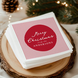 Guardanapo De Papel Listras Vermelhas Modernas Feliz Natal