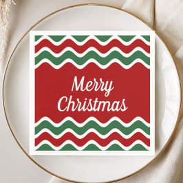 Guardanapo De Papel Listras Vermelhas Verdes Festivas Natal Feliz