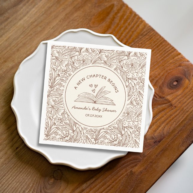 Guardanapo De Papel Literary Book Baby Shower A New Chapter Begins   (Literary Book Baby Shower A New Chapter Begins Napkins)