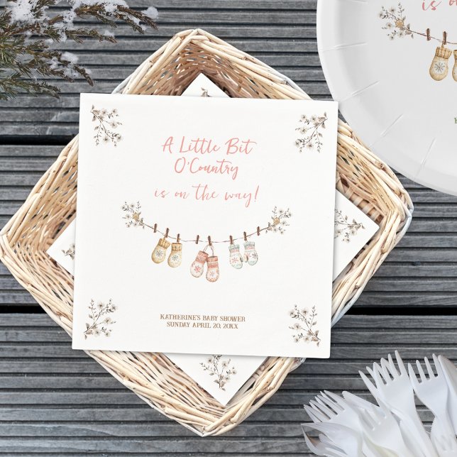 Guardanapo De Papel Little Bit of Country Winter Boho Baby Girl Shower (Criador carregado)