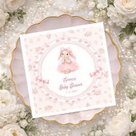 Guardanapo De Papel Little Bunny Pink Floral Girl Baby Shower