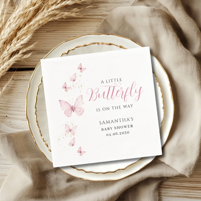 Guardanapo De Papel Little Butterfly Pink Girl Baby Shower (Criador carregado)