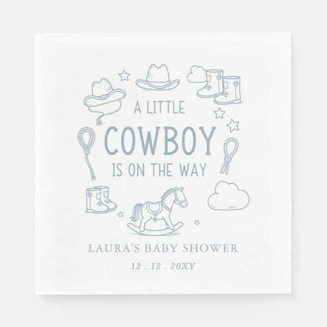 Guardanapo De Papel Little Cowboy Boy Baby Shower (Frente)