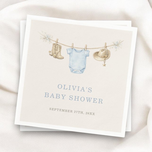 Guardanapo De Papel Little Cowboy Clothesline Baby Shower Party (Criador carregado)