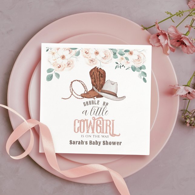 Guardanapo De Papel Little Cowgirl Western Floral Girl Baby Shower (Criador carregado)