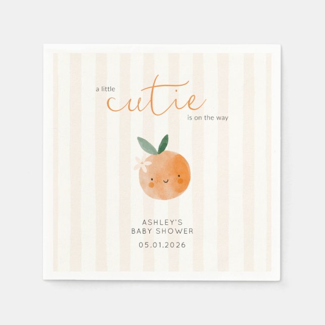 Guardanapo De Papel Little Cutie Orange Citrus Baby Shower (Frente)