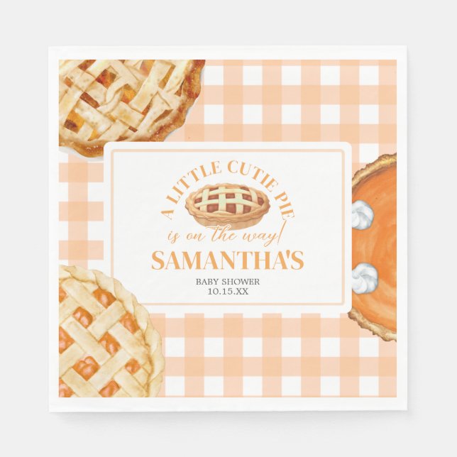 Guardanapo De Papel Little Cutie Pie Gingham Baby Shower (Frente)