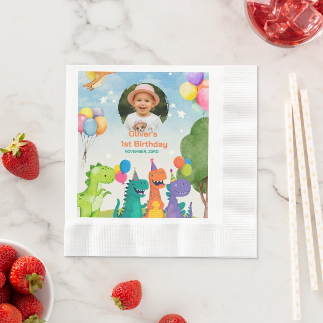 Guardanapo De Papel Little Dino 1st Birthday (Insitu)