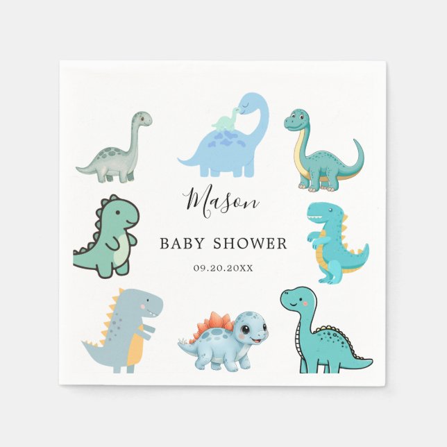 Guardanapo De Papel Little Dinosaur Cute Baby Shower (Frente)