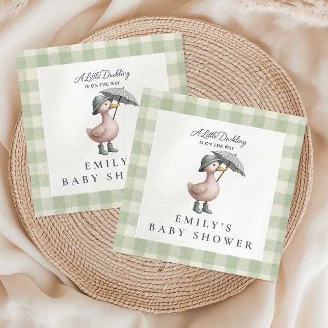 Guardanapo De Papel Little Duckling Green Gender Neutral Baby Shower (Criador carregado)