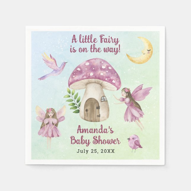 Guardanapo De Papel Little Fairy Whimsical Baby Shower (Frente)