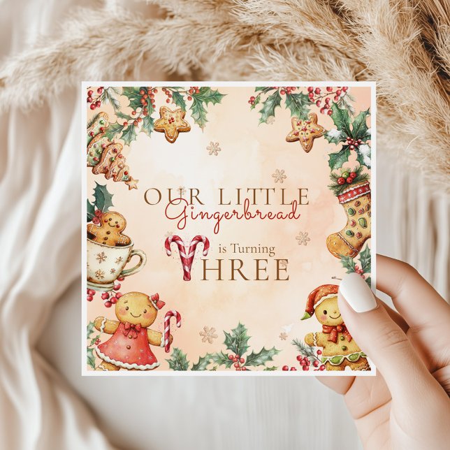 Guardanapo De Papel Little Gingerbread Christmas 3rd Birthday (Criador carregado)