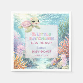 Guardanapo De Papel Little Hatchling Sea Turtle Ocean Pink Baby Shower