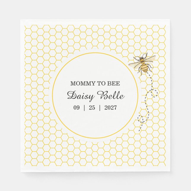 Guardanapo De Papel Little Honey Bee On The Way Yellow Baby Shower (Frente)
