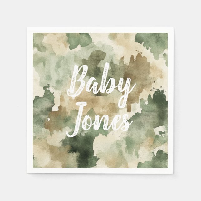 Guardanapo De Papel Little Hunter Duck Hunting Camo Boy Baby Shower (Frente)