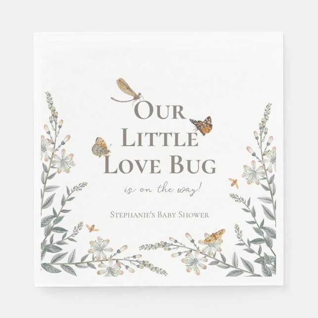 Guardanapo De Papel Little Love Bug Baby Shower Gender Neutral Napkins (Frente)