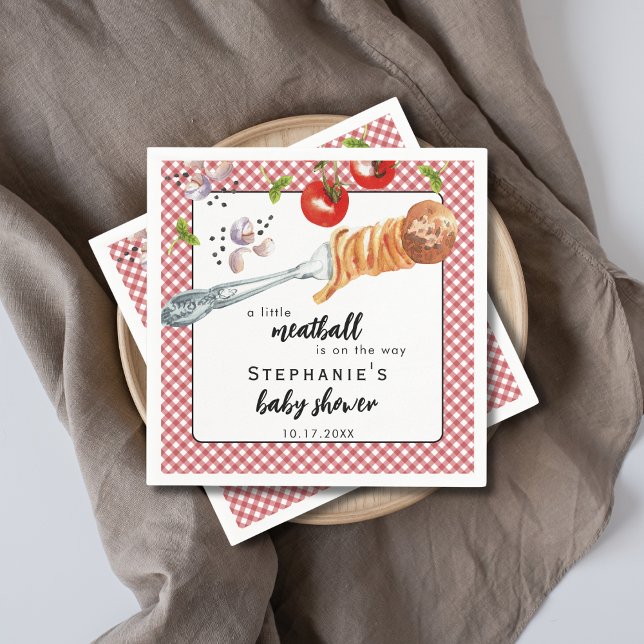 Guardanapo De Papel Little Meatball Is On The Way Italian Baby Shower (Criador carregado)