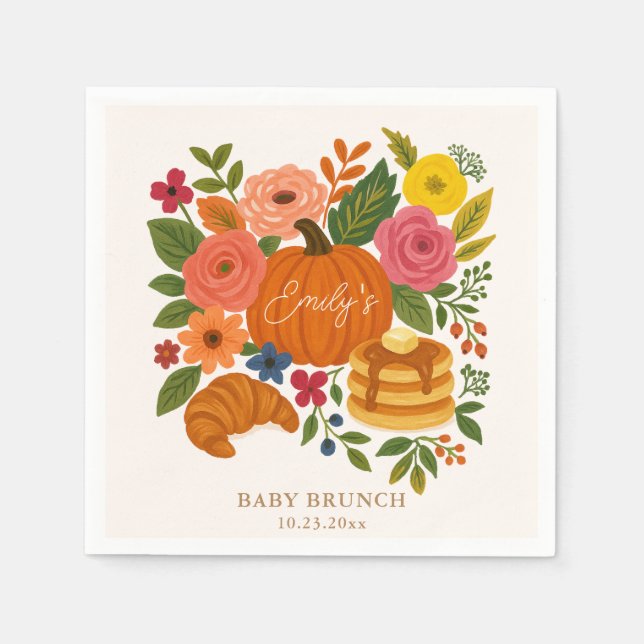 Guardanapo De Papel Little Pumpkin Baby Shower Paper Napkin (Frente)