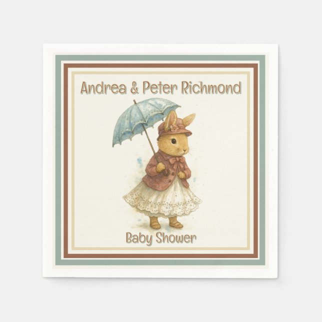 Guardanapo De Papel Little Rabbit Baby Shower for Girl (Frente)