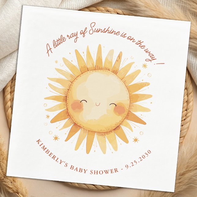 Guardanapo De Papel Little Ray of Sunshine Boho Sun Cute Baby Shower (Criador carregado)