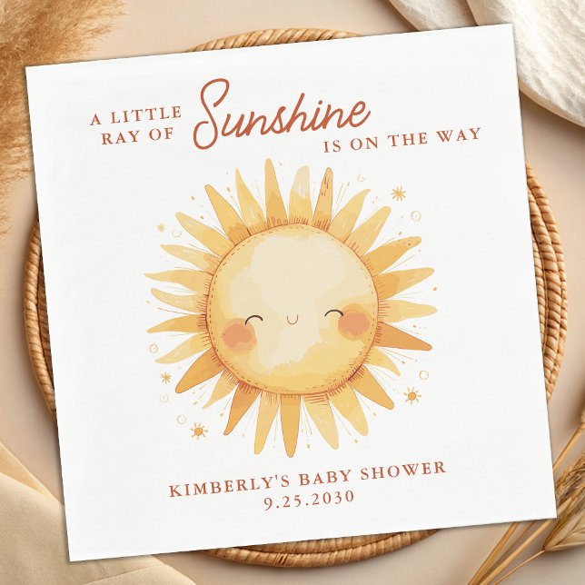 Guardanapo De Papel Little Ray of Sunshine Boho Sun Cute Baby Shower (Criador carregado)