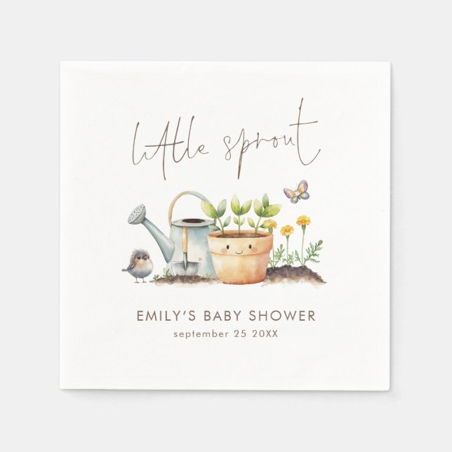Guardanapo De Papel Little Sprout Gender Neutral Garden Baby Shower  (Frente)