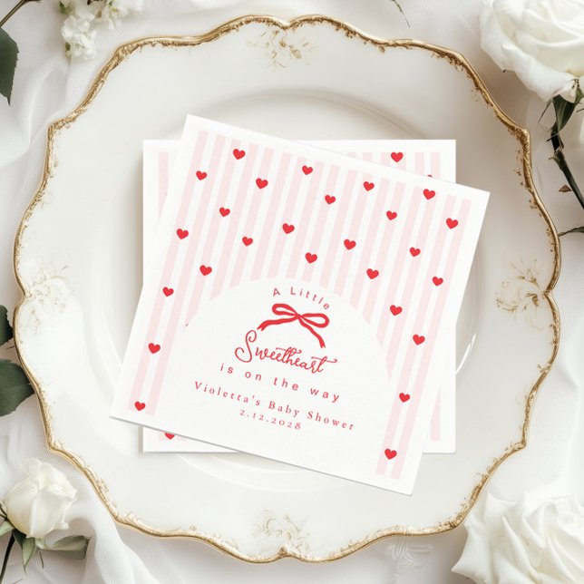 Guardanapo De Papel Little Sweetheart Bow Valentines Baby Shower (Criador carregado)