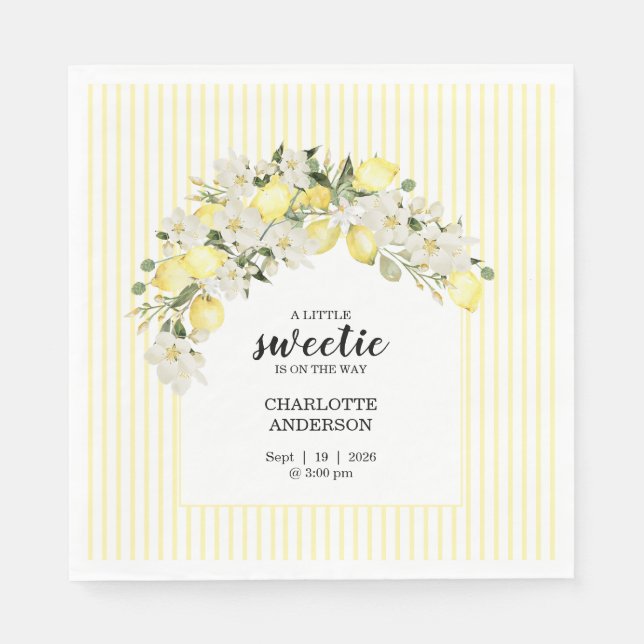 Guardanapo De Papel Little Sweetie Lemon Yellow Baby Shower (Frente)