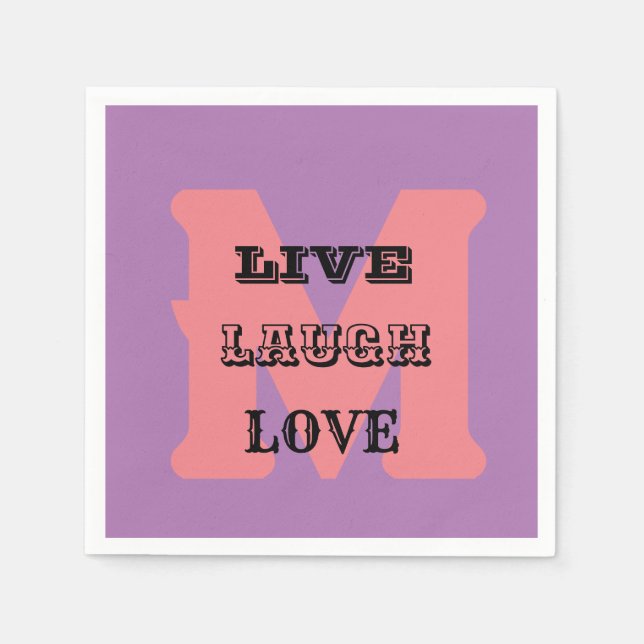 GUARDANAPO DE PAPEL LIVE LAUGH LOVE NAME PURPER MODERN PAPEL (Frente)