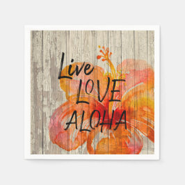 Guardanapo De Papel Live Love Aloha Hibiscus Beach Sinal