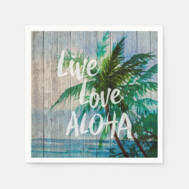 Guardanapo De Papel Live Love Aloha Palm Tree Beach Sinal