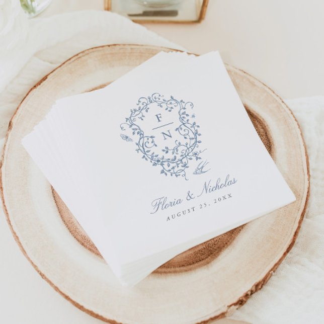 Guardanapo De Papel Livro Azul de Casamento de Toile Napkins Chinoiser (Criador carregado)