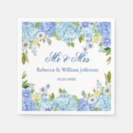 Guardanapo De Papel Livro Azul Hydrangea Floral Greenery