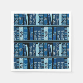 Guardanapo De Papel Livro Azul Prateleiras Livros de Vintage