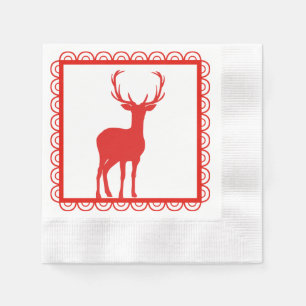 Guardanapo De Papel Livro Branco de cervos, vermelho e branco