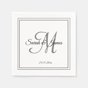Guardanapo De Papel Livro Branco Elegante Monograma Branco de Casament