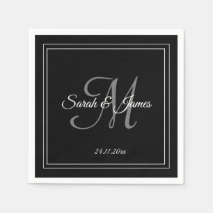Guardanapo De Papel Livro Branco Elegante Monograma Branco de Casament