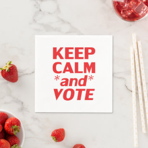 Guardanapo De Papel Livro branco vermelho "Keep Calm and Vote"
