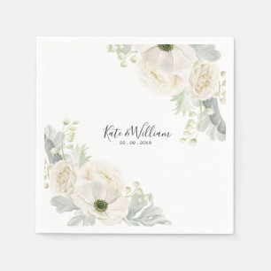 Guardanapo De Papel Livro Branco Vintage Floral de Casamento Cocktail